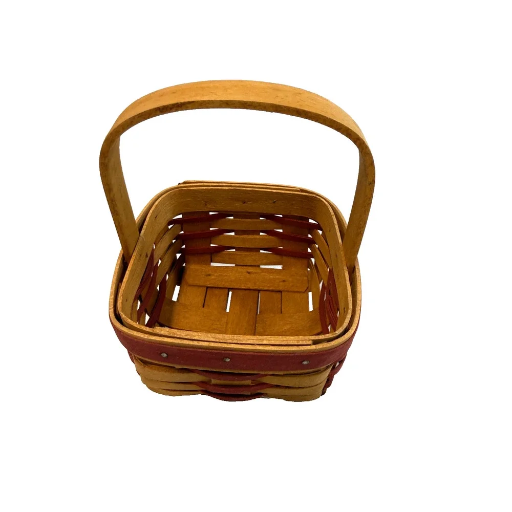 1994 Vintage Longaberger Small Sweetheart Basket‎ w/Protector & Red Stripe Liner